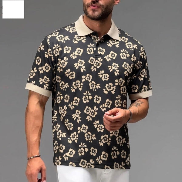 Multi Printed Collar Polo Shirt (Fine Terry Fabric)