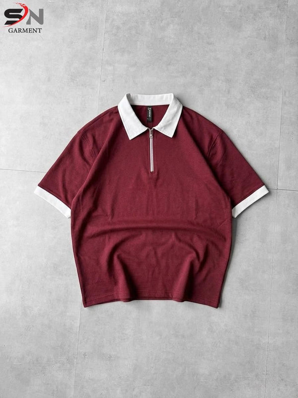 🔥 New Arrival 🔥 Back Printed Zip Polo Drop Shoulder ✨
