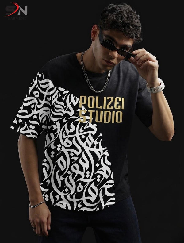 🔥 New Arrival 🔥 Polizie Studio Printed Drop Shoulder T-Shirt ✨