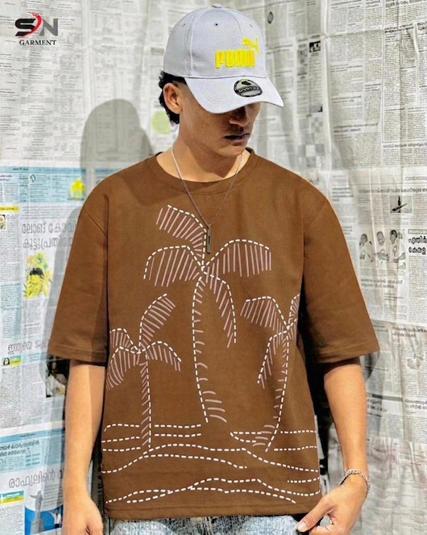 🔥 New Arrival 🔥 Palm Tree Graphic Printed Drop Shoulder T-Shirt 🌴✨